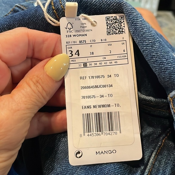 MNG MANGO High rise Comfort Mom Jeans Ankle Size 2 Medium wash NEW - Picture 4 of 13